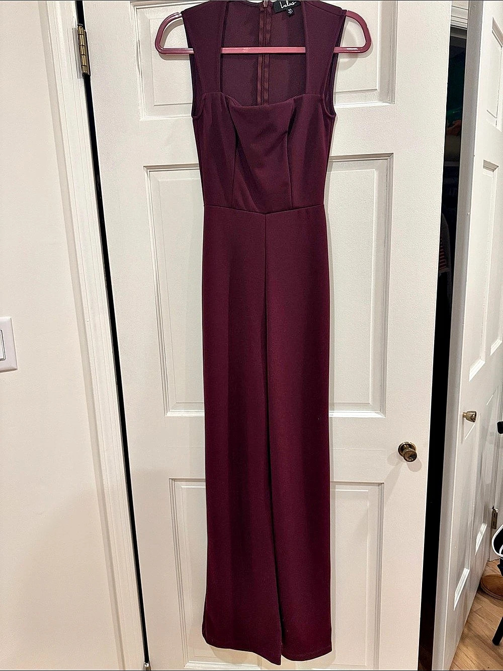 Lulus Enticing Endeavors Burgundy Jumpsuit, Purple, XS